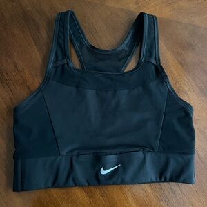 Nike Women's Black Sports Bra with White Logo